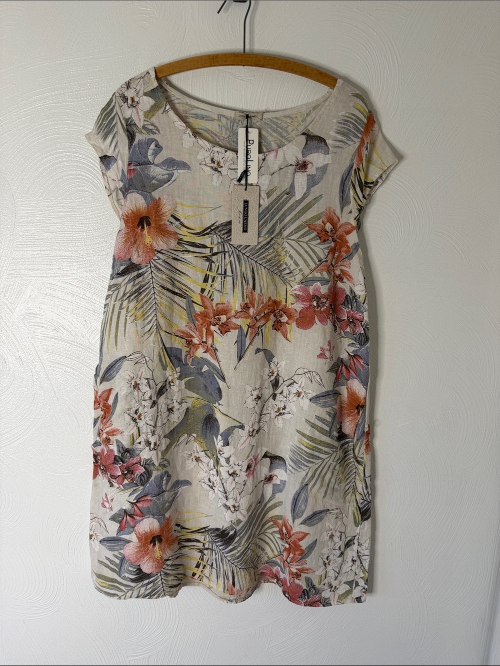 Lungo L’Arno NWT Floral Linen-Blend Shift Dress.  Size 1X.